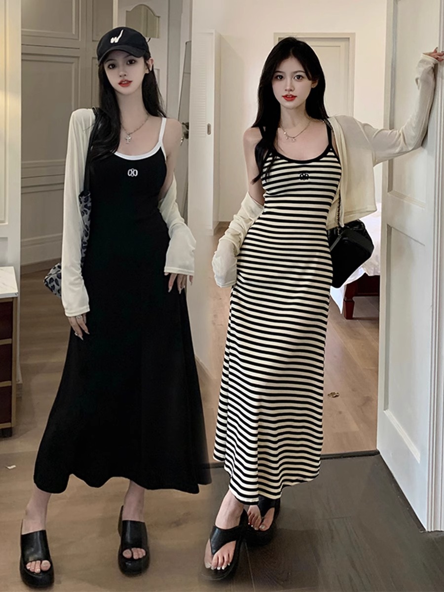 Summer Line Clothing Brand - Robe d'été rayée coupe trapèze, col