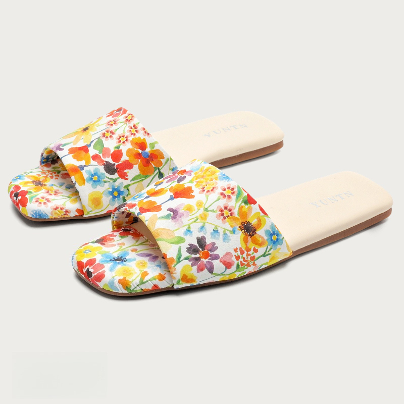 Summer Cloth - Sandales plates imprimées colorées style chinois