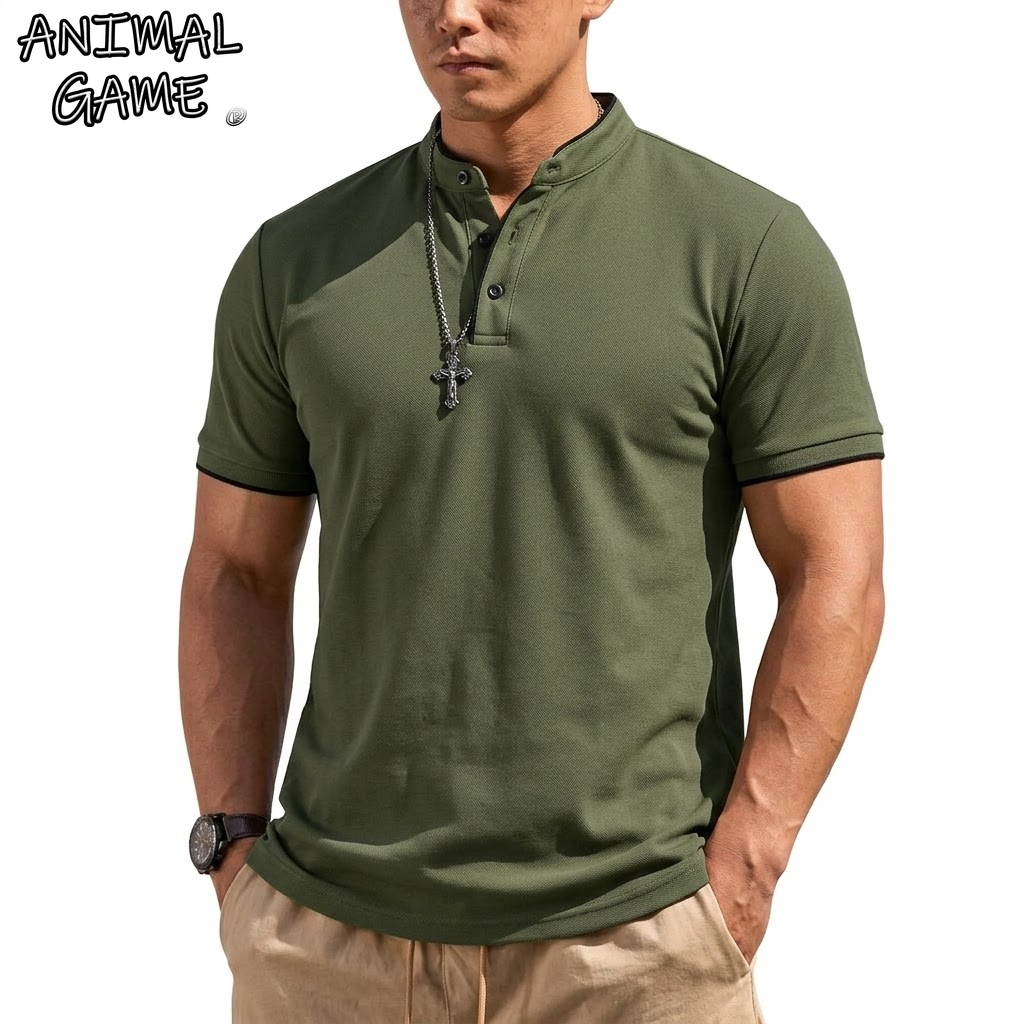 Summer Clothing Line - Chemise Henley à manches courtes pour