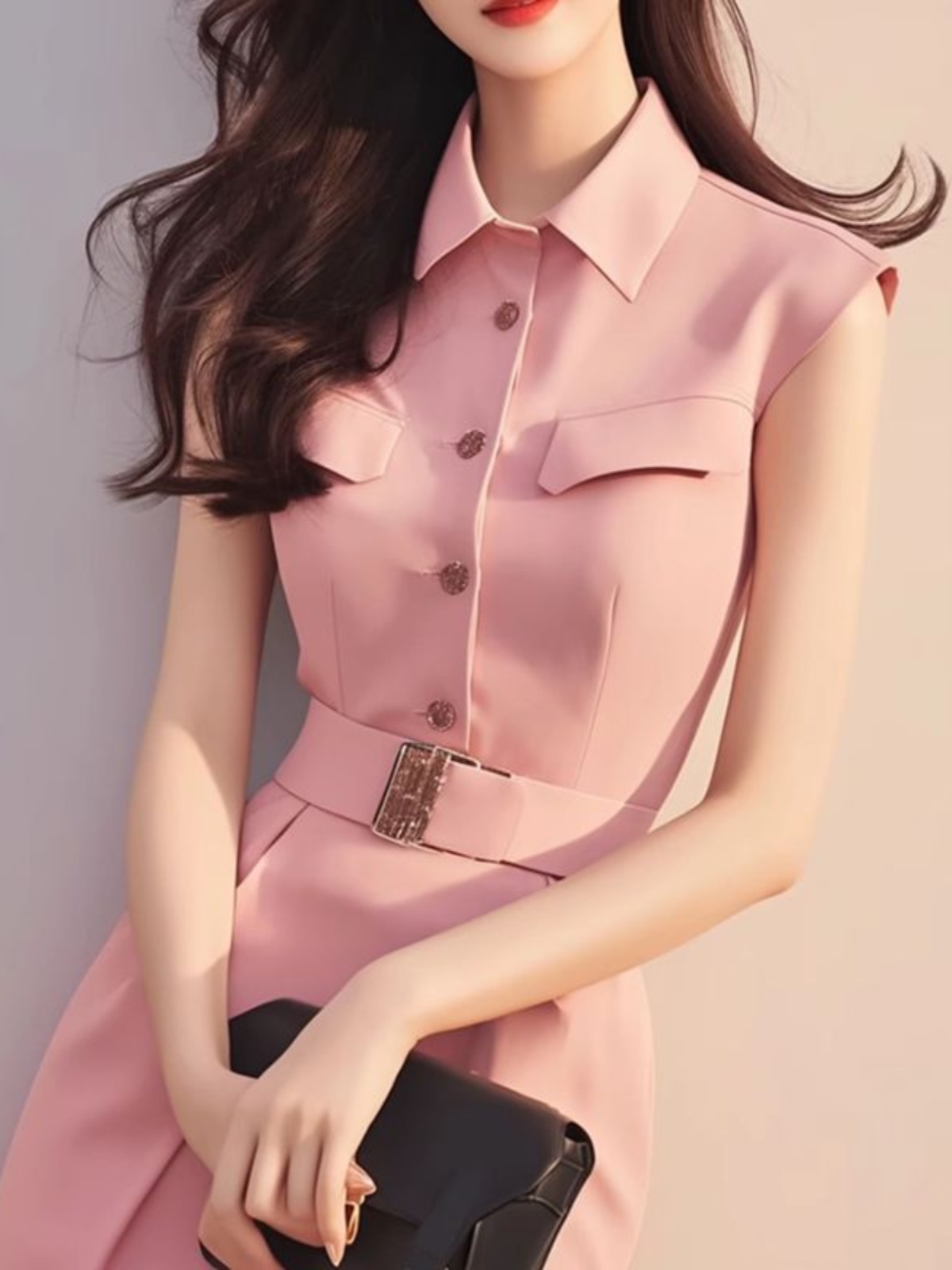 Summer Line Clothing Brand - Robe longue rose élégante, mode décontractée