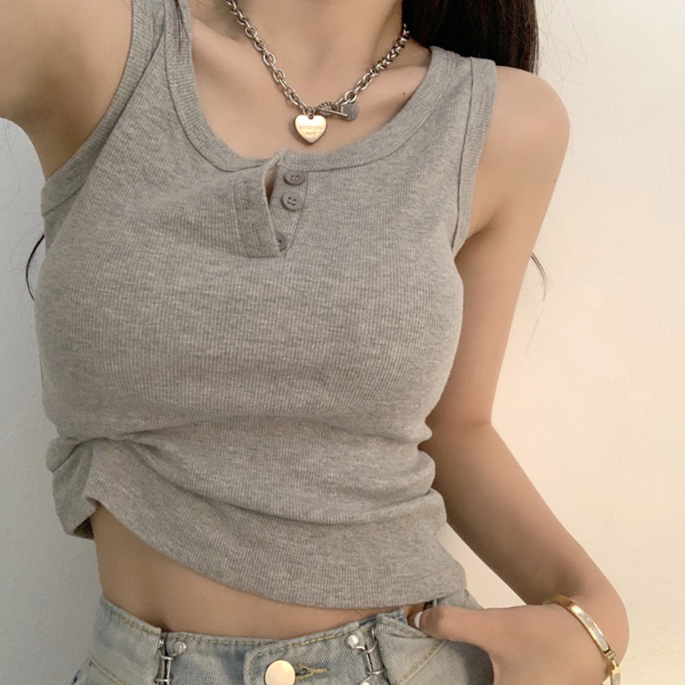 Débardeur côtelé boutonné sans - Summer Clothing Teens avis et prix