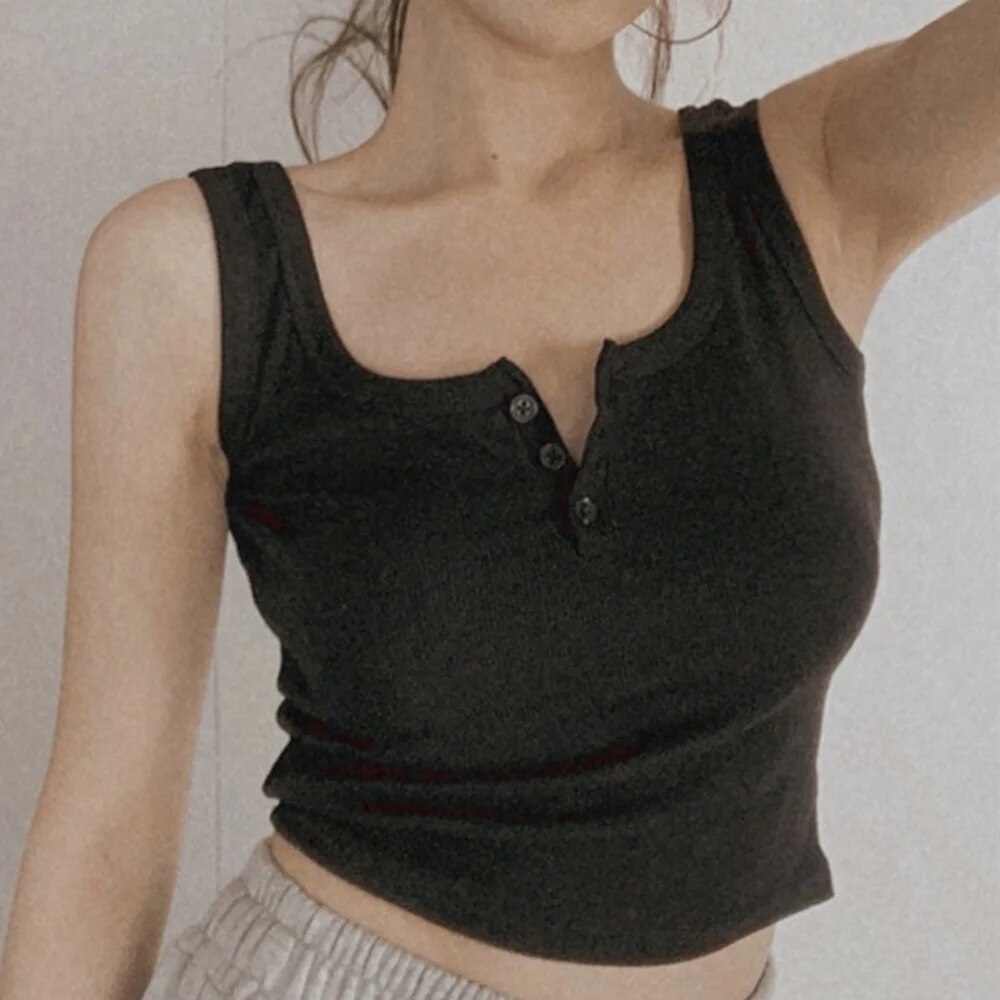 Débardeur côtelé boutonné sans - Summer Clothing Teens avis et prix