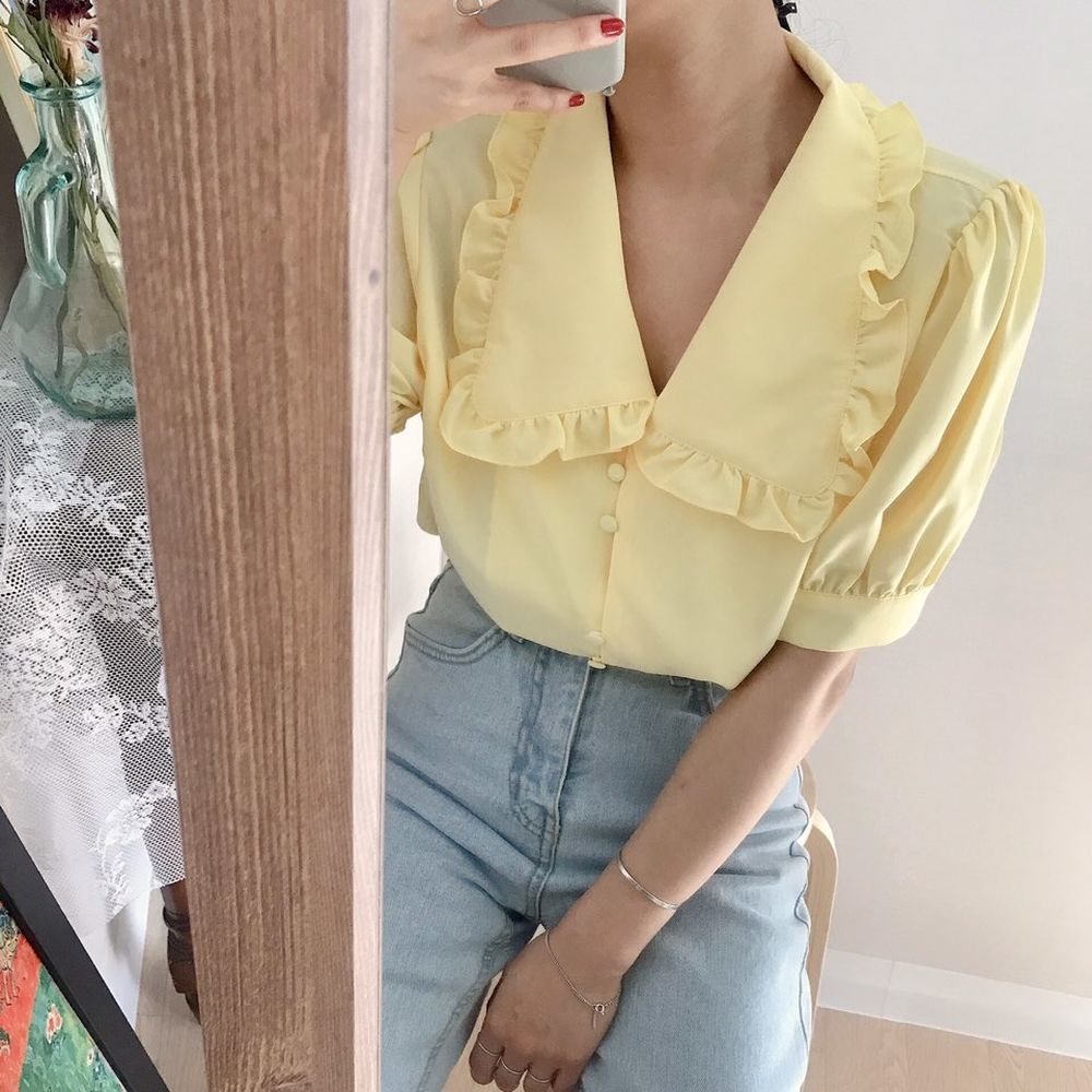 Femmes Blouses solide volants  - Summer Clothing Teens avis et prix