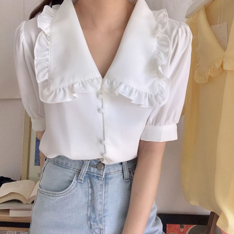 Femmes Blouses solide volants  - Summer Clothing Teens avis et prix